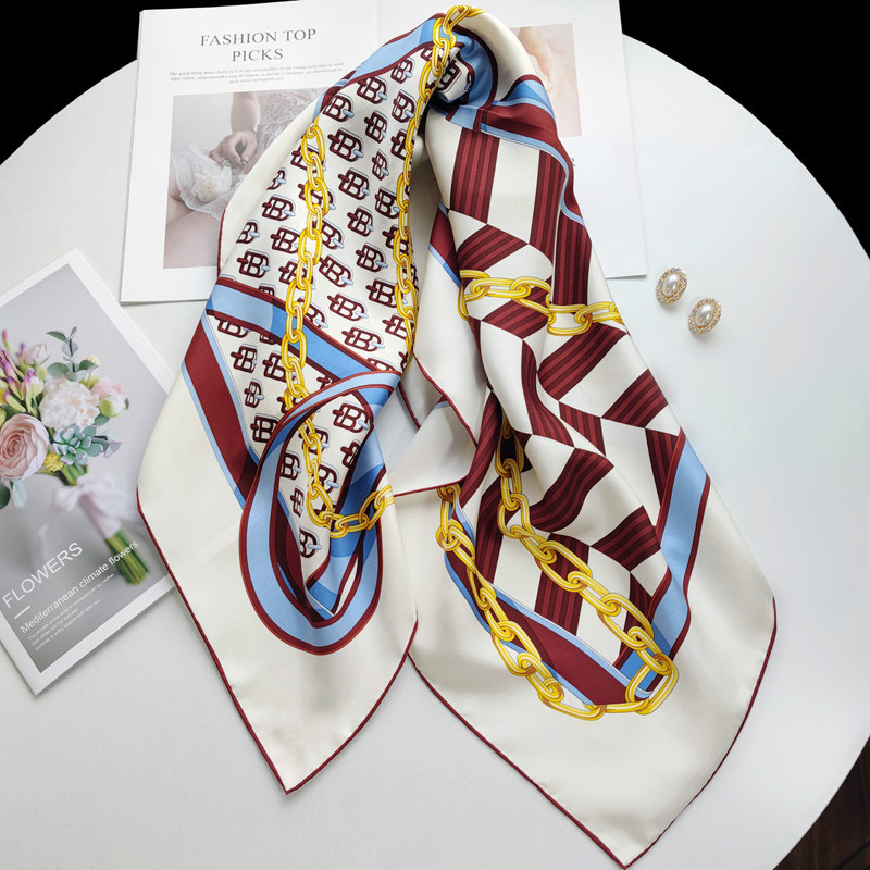 春秋欧美大牌新款真丝围巾大方巾90cm丝绸披肩100%桑蚕丝丝巾百搭