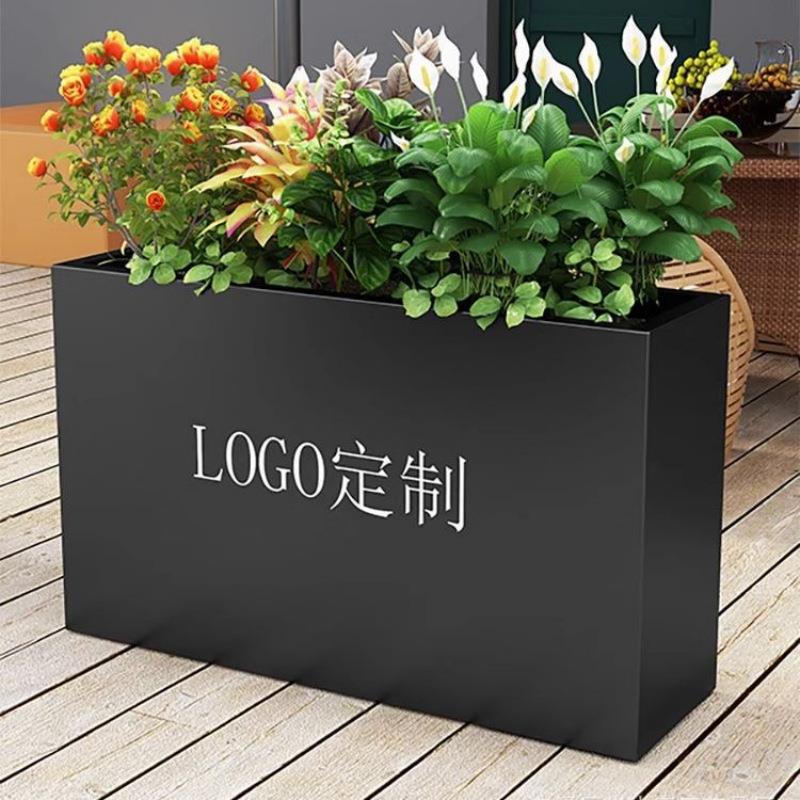 户外铁艺花箱组合庭院外摆围栏隔断花坛花架商业街道路不锈钢花槽