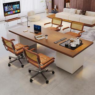 简约现代去客厅化纯实木大长书桌茶桌一体两用2025新款轻奢高级感