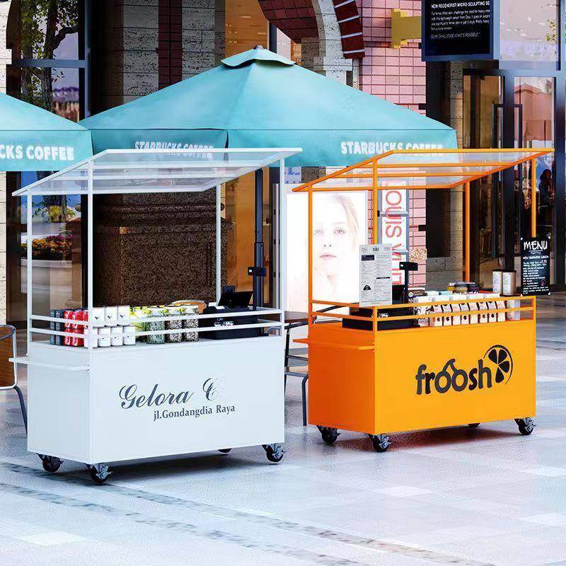 户外摆摊吃小推车夜市架摊位可移动花车集无品牌\/市售卖车超销市