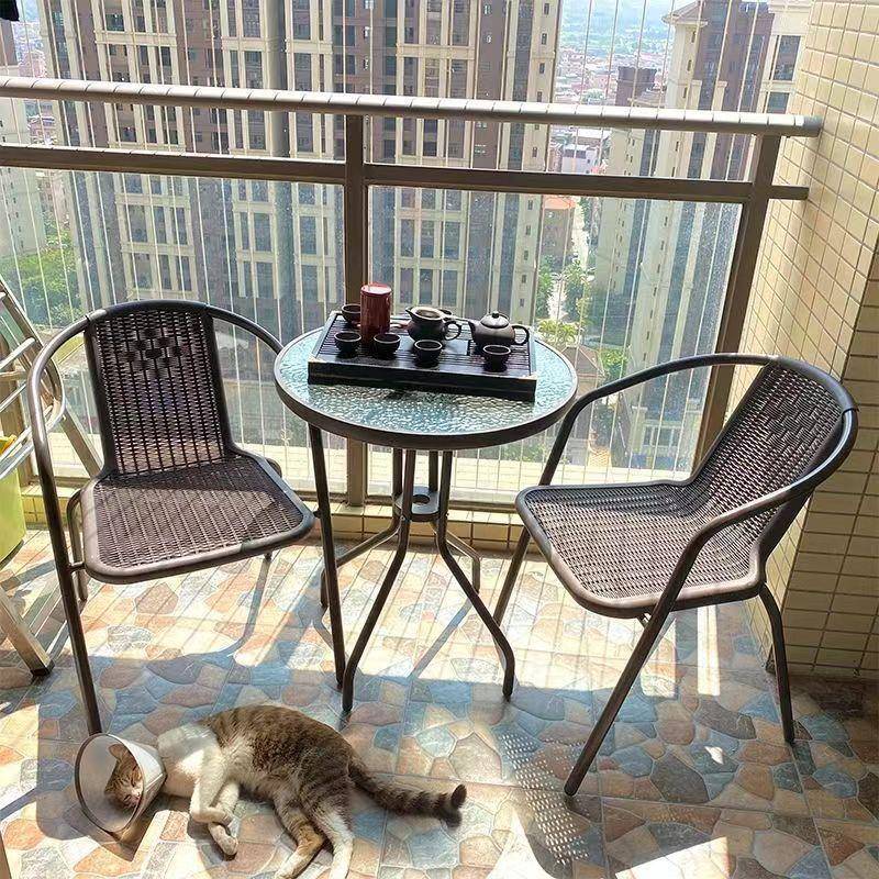 阳台休闲庭院家用桌椅户外椅奶茶店铁艺塑料椅外摆室外椅子凳子厂