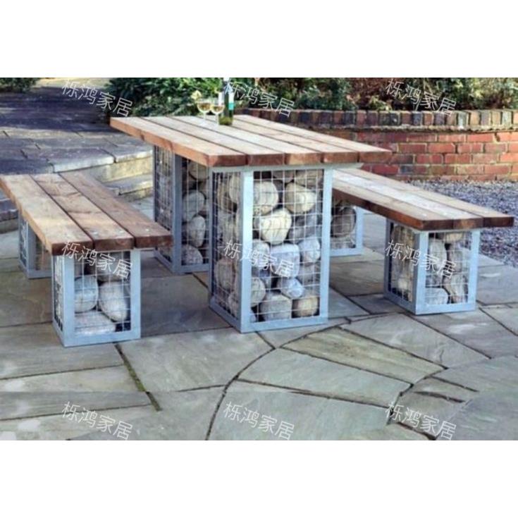 定做弧形焊接挡土墙公园别墅镀锌铁丝笼异形电焊石笼网户外桌椅