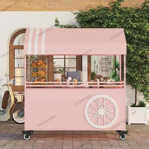 铁制摊位手推车流动摊位小吃推车展示摊位夜市花车户外市场摊位促