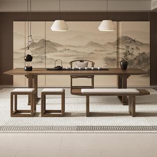 宋氏美学纯实木高端大板禅意老板办公桌茶桌一体两用2025新款家用