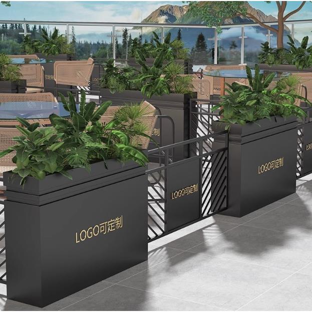 户外铁艺花箱种植箱售楼部商业市政坐凳组合绿化庭院广场塑木花槽