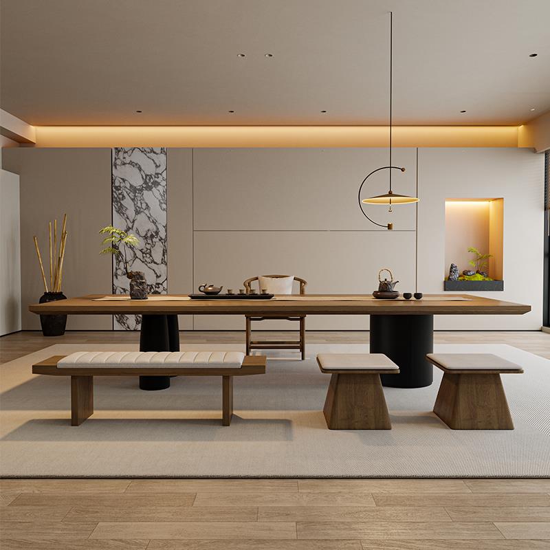 实木大板泡茶台喝茶桌椅组合极简轻奢高端家用客厅办公室2025新款