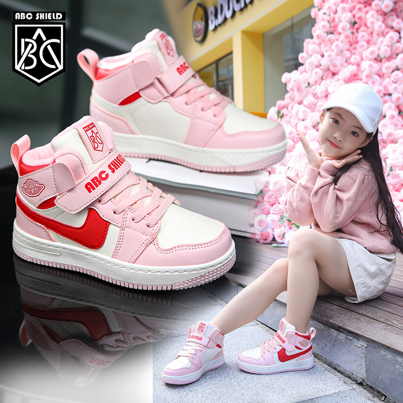 b童鞋运动鞋儿童冬季加绒男童女孩子3-12岁软底跑步时尚运动鞋潮