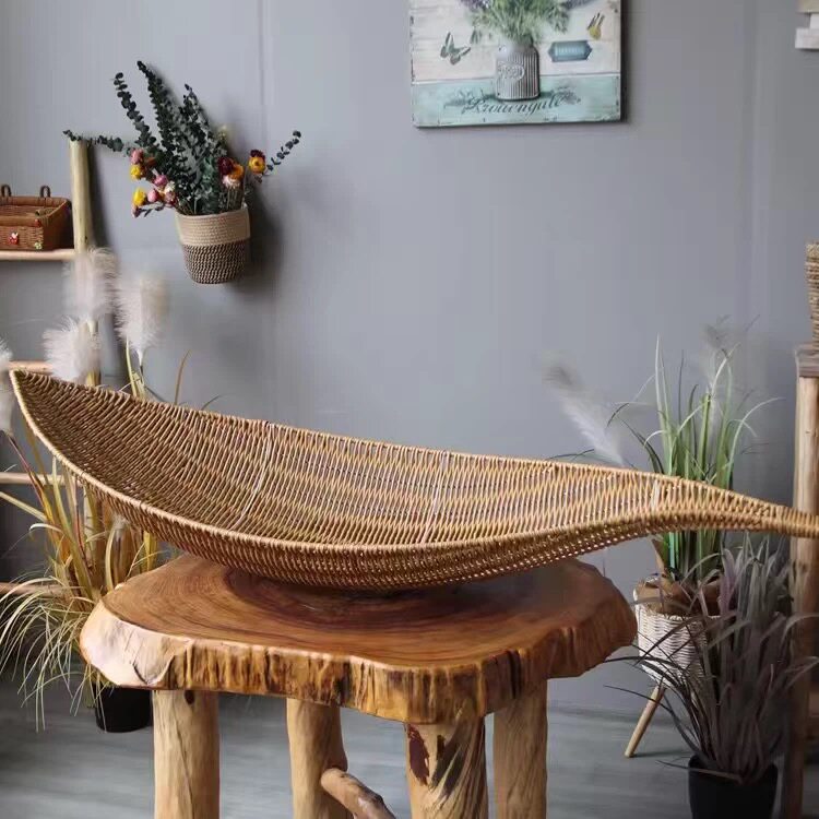 定制仿真藤编船花艺船橱窗展示船景观道具/景观摆件/