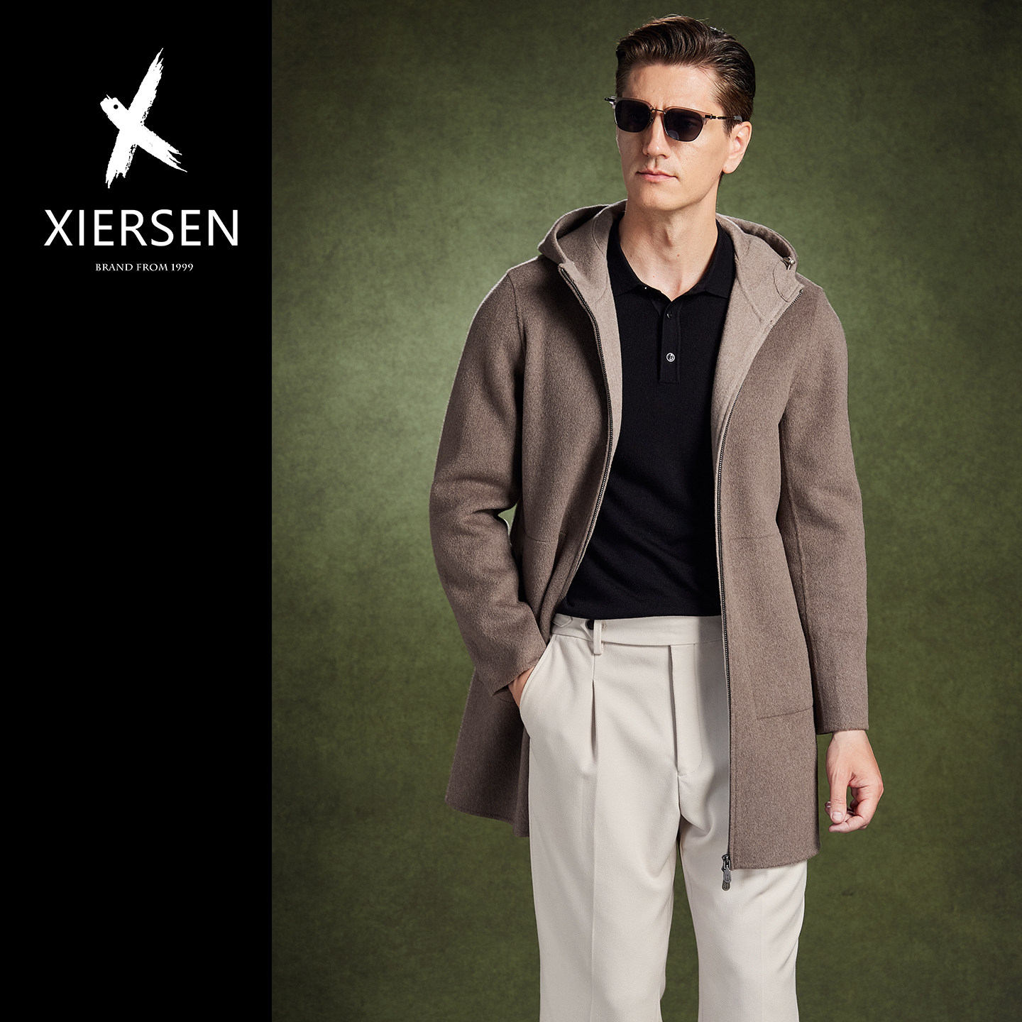 双面穿纯羊毛双面呢大衣男中长款