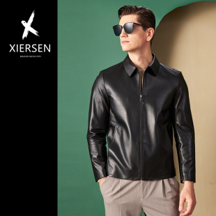 欧洲站轻奢秋冬新款绵羊皮真皮皮衣男士翻领皮草夹克外套商务休闲