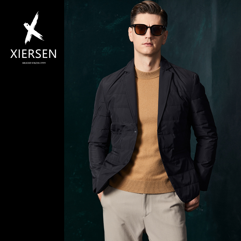 时尚休闲西装领白鸭绒轻薄