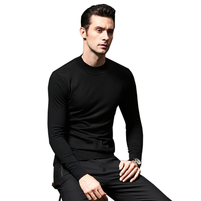 秋冬新款精纺商务休闲纯羊毛衫