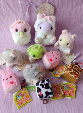 正版amuse仓鼠刺猬毛绒小号挂件FLAN立方兔子牛长颈鹿包包挂件