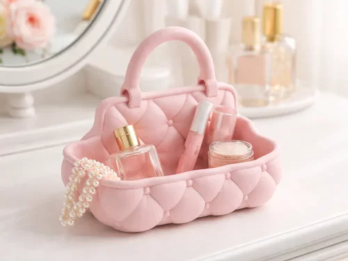 3D打印带把手的绗缝梳妆托盘装饰性置物盘桌面收纳摆件装饰Da26