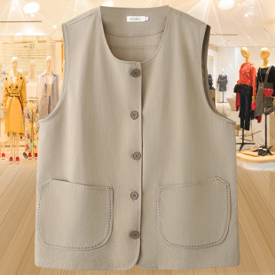 胖mm宽松百搭开衫 马甲女2026春夏新款 坎肩纯棉马夹外套潮 薄款 大码