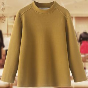新款 女2024秋冬季 胖mm宽松百搭宝宝绒保暖上衣 加绒加厚打底衫 大码