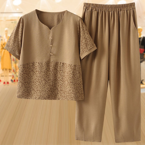 大码妈妈夏装套装2025新款中老年