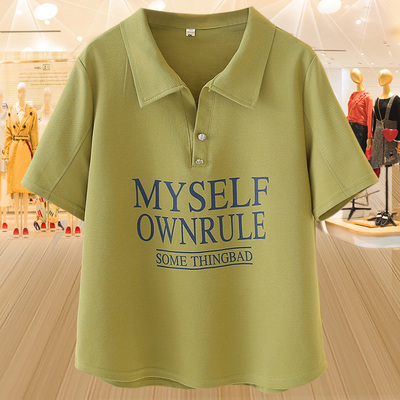 大码短袖polo衫夏季T恤妈妈上衣