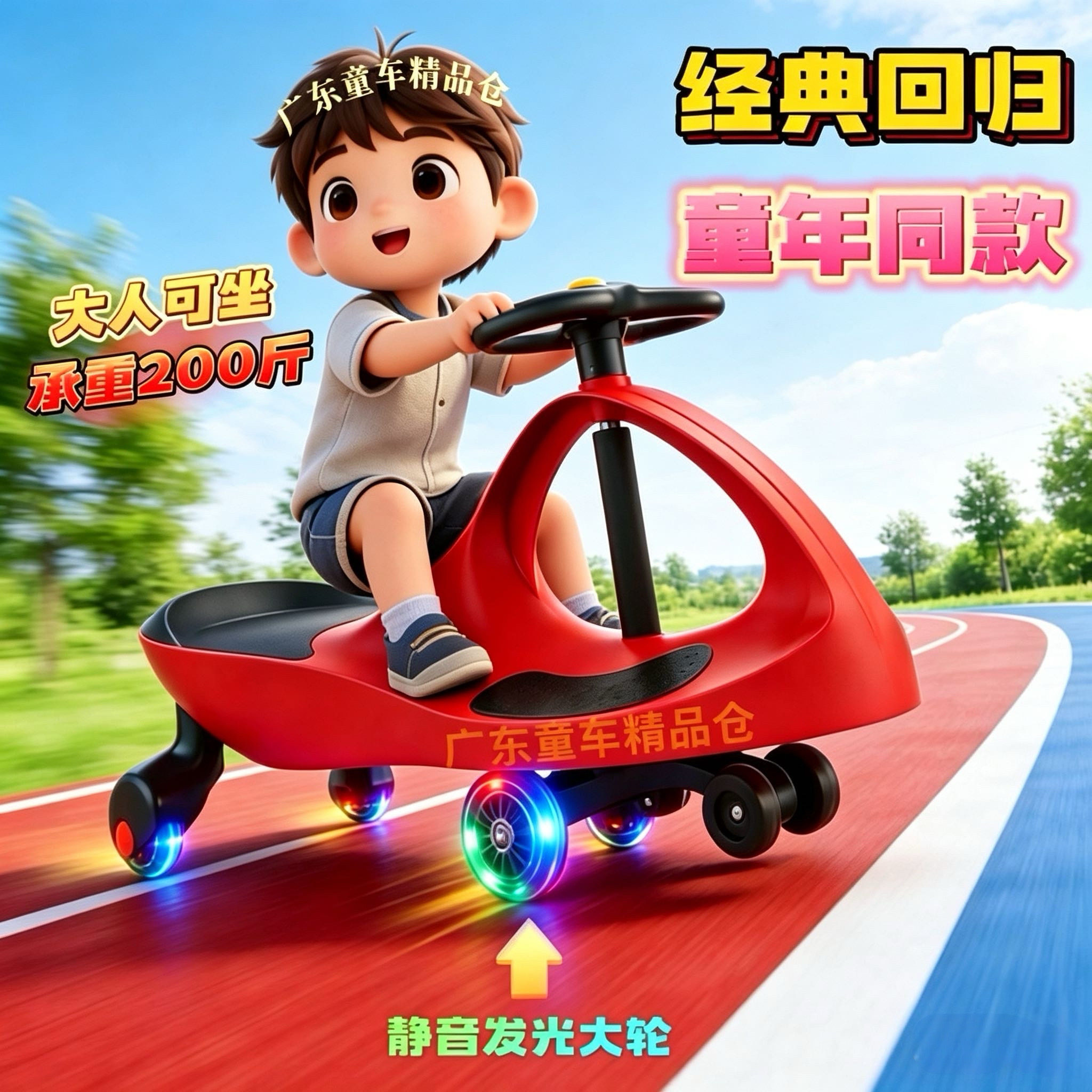 【利贝乐】经典儿童扭扭车成人可坐防侧翻静音发光轮老式扭扭车