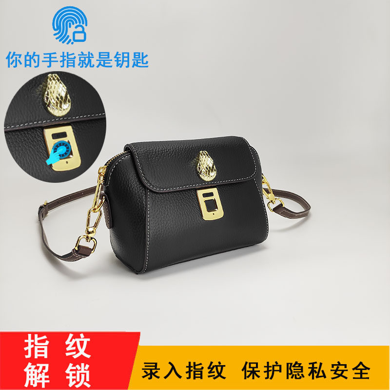 芬歌洛尔指纹锁女包小众真皮手机包女包简约日常休闲单肩斜挎包