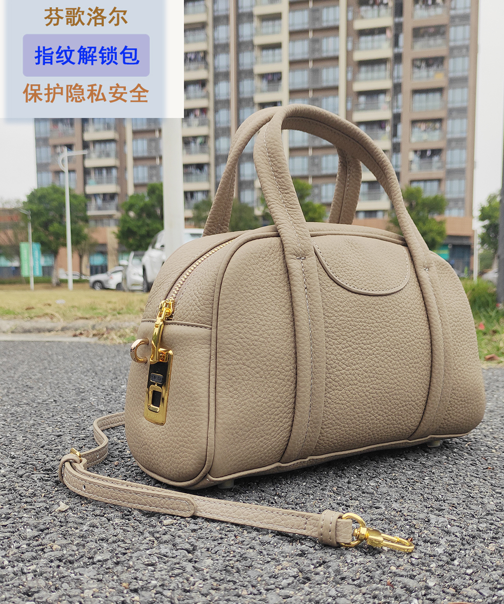 芬歌洛尔指纹锁真皮手提女包