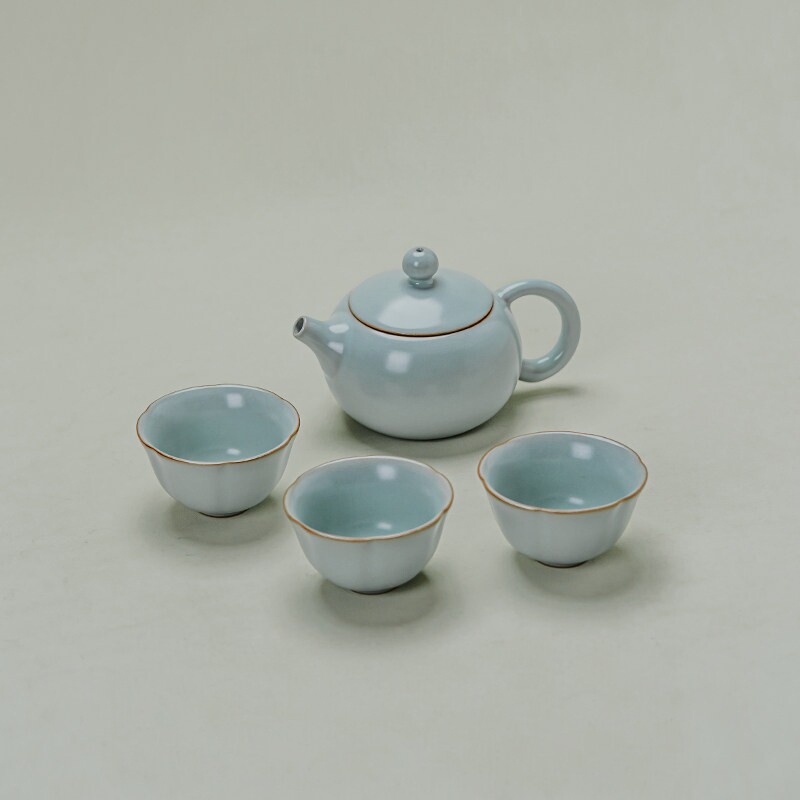 拾一茶镜汝窑西施壶一壶三杯年轻人高端茶具个人专用茶壶茶杯套装