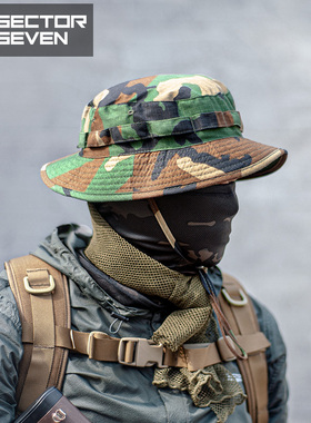 第7区 战术伪装短檐奔尼帽男女户外圆边遮阳窄檐钓鱼渔夫太阳帽
