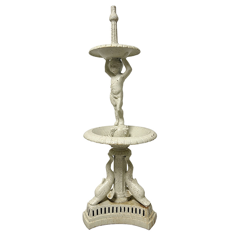 庭院装饰 复古做旧大型上下组合式铸铁喷泉 立体雕塑花园流水摆件