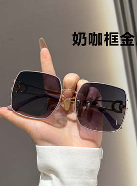 方形大框太阳镜女显脸小高级感带钻偏光防晒墨镜骑车开车防刺眼潮