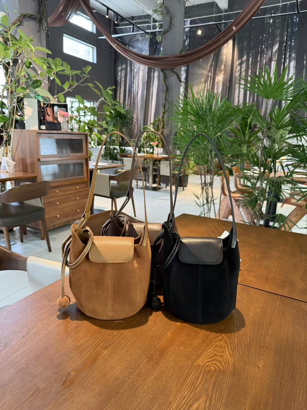 【慕懿时袋】复古南瓜包新款水桶包磨砂牛皮高级感单肩斜挎包