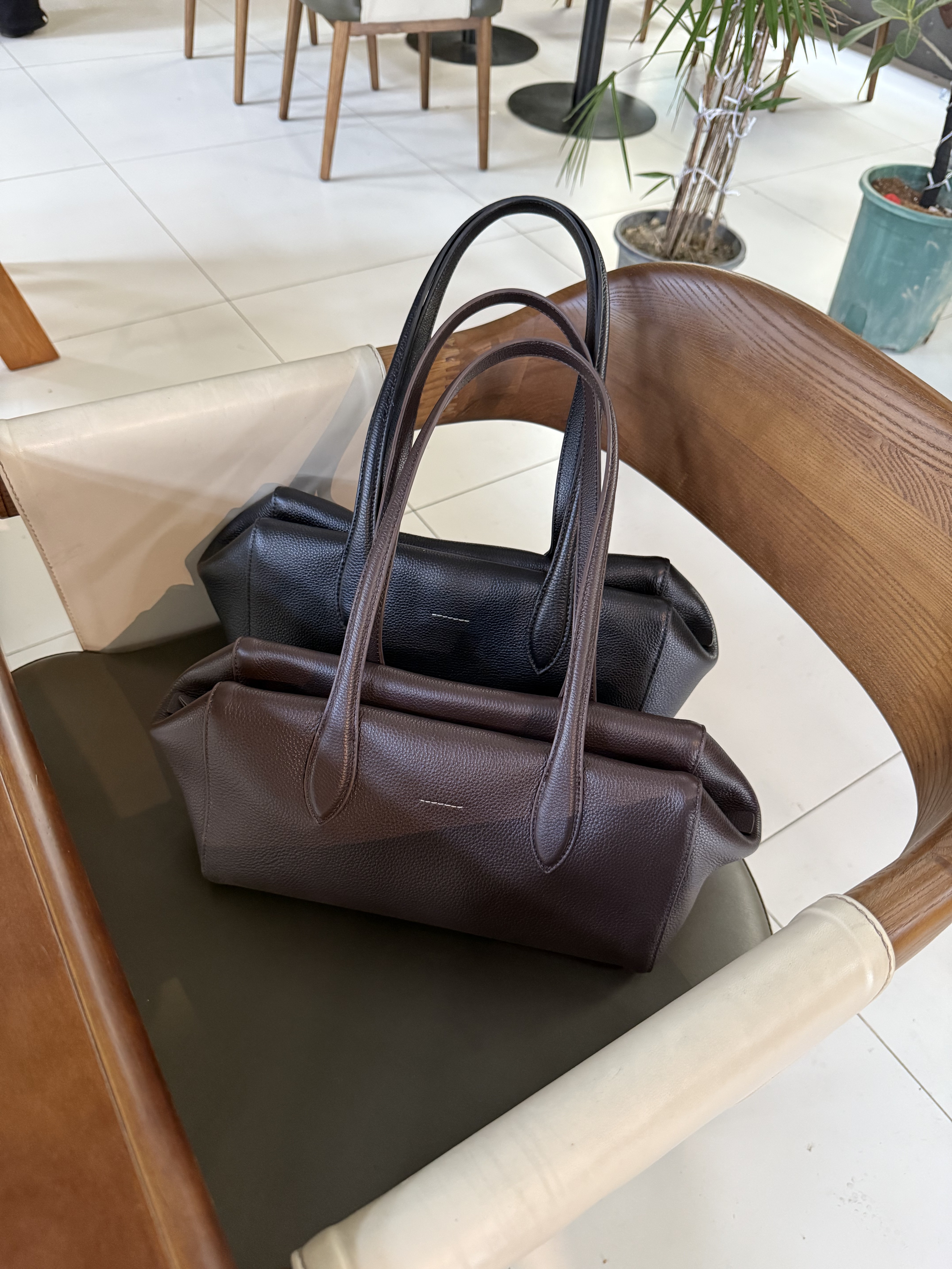 【慕懿时袋】小众设计腋下包牛皮托特简约通勤手提单肩包96153