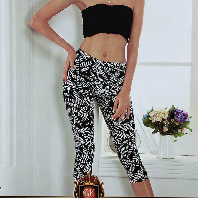 格凯服饰新品竹纤维女士时尚印花贴身显瘦外穿七分打底裤家居裤