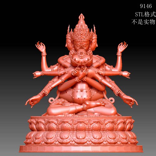 9146藏佛欢喜佛菩萨圆雕图雕刻机3D打印素材STL格式模型图OBJ精雕