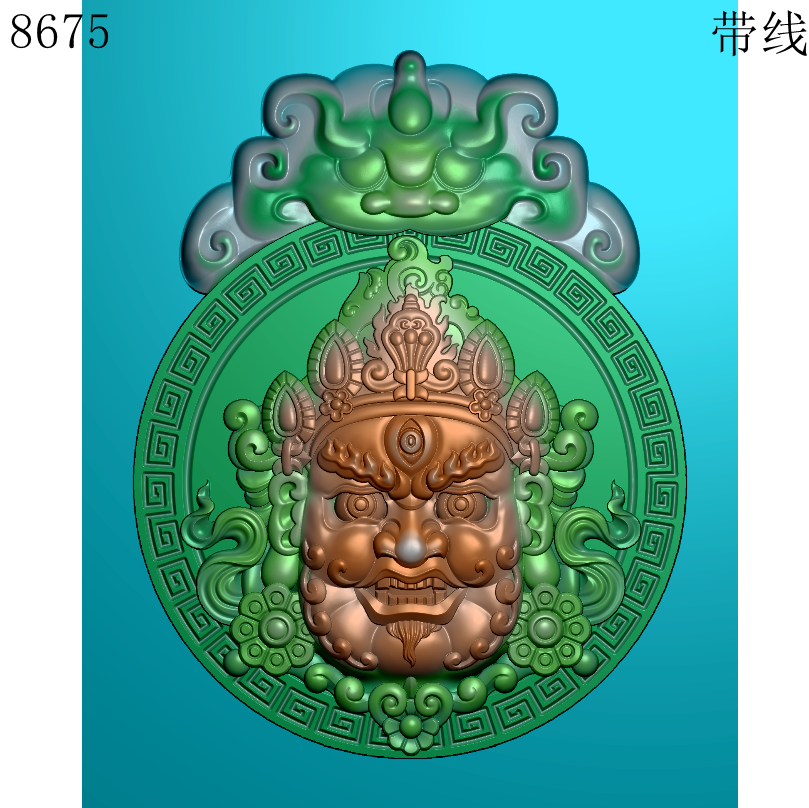8675仿古兽黄财神头挂件北京精雕图JDP灰度图BMP有线电脑雕刻图