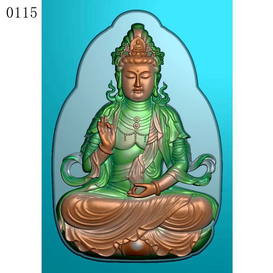莲坐观音莲0115雕刻图北京精雕图jdp灰度图bmp挂件素材浮雕图