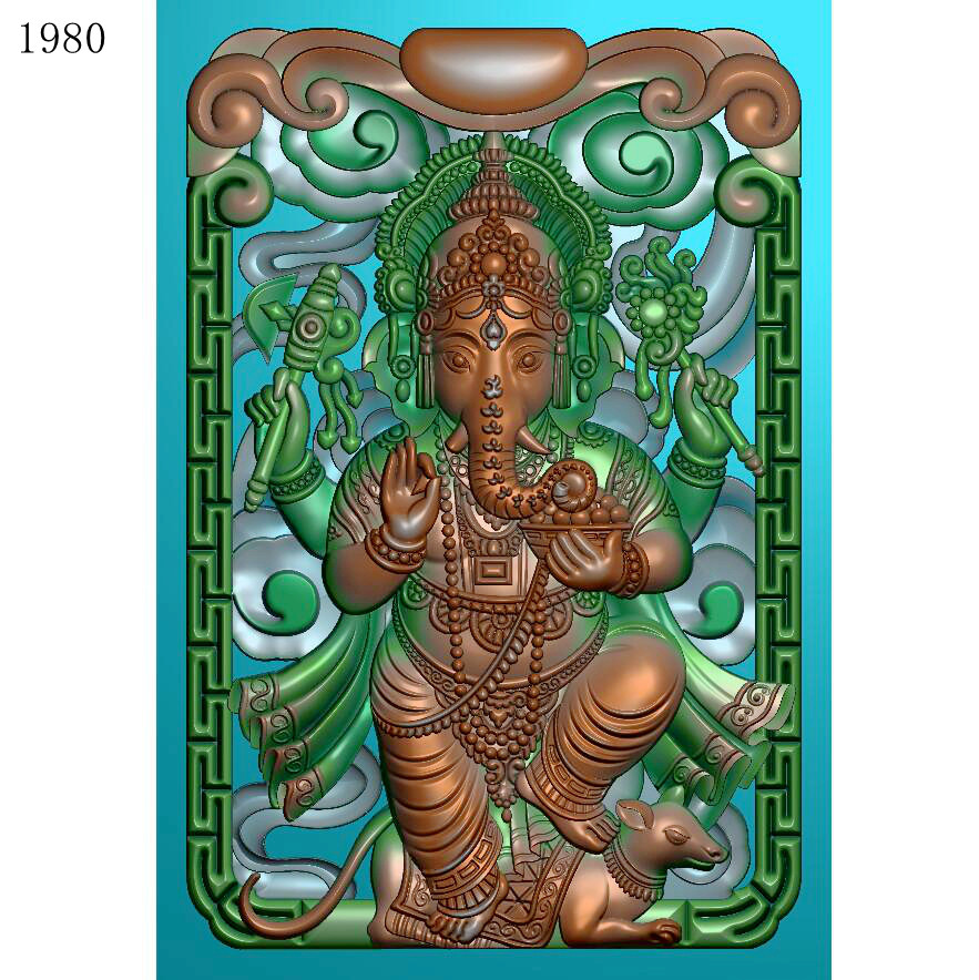 46牌新象神1980玉雕刻图北京精雕图jdp灰度图bmp挂件素材浮雕图