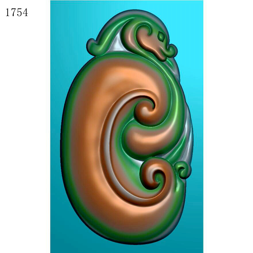 如意1754玉雕图雕刻素材北京精雕jdp灰度图bmp挂件浮雕图