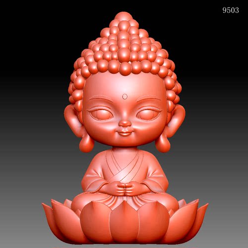 9503Q版佛陀佛像坐莲花台圆雕图雕刻机3D打印素材STL格式模型OBJ