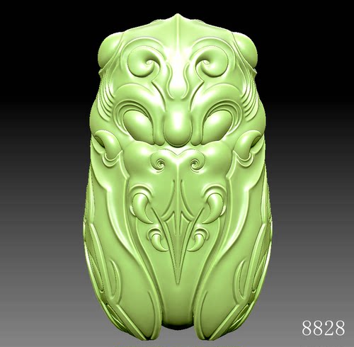 （雕刻机图不是实物）仿古金蝉知了8828圆雕图3d立体图stl obj