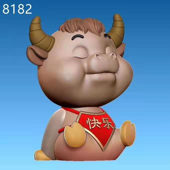 8182快乐小牛牛2021年新款卡通牛圆雕图stl和obj格式精修立体图