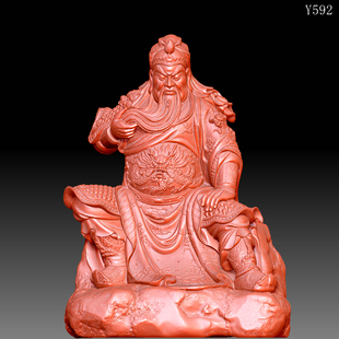 Y592雕刻图三维立体精雕图四轴圆雕图STL3D精致关公坐像圆雕图