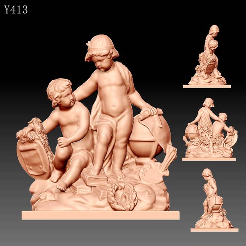 Y413雕刻图三维立体精雕STL3D西方雕塑模型艺术与科学圆雕图