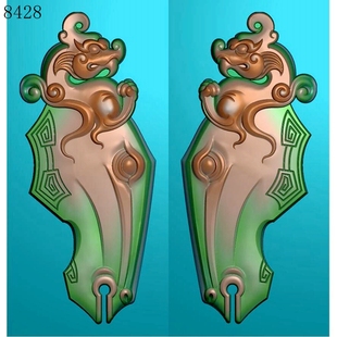 8428龙马头精雕图JDP格式灰度图BMP格式浮雕挂件图电脑雕刻图