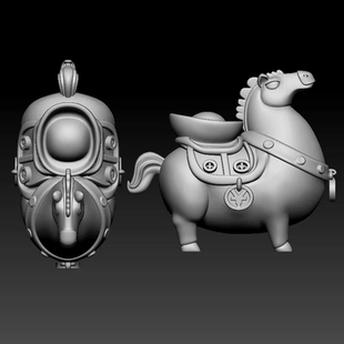 唐马马上有钱三维立体图圆雕图stl文件雕刻图3d打印模型图木雕图