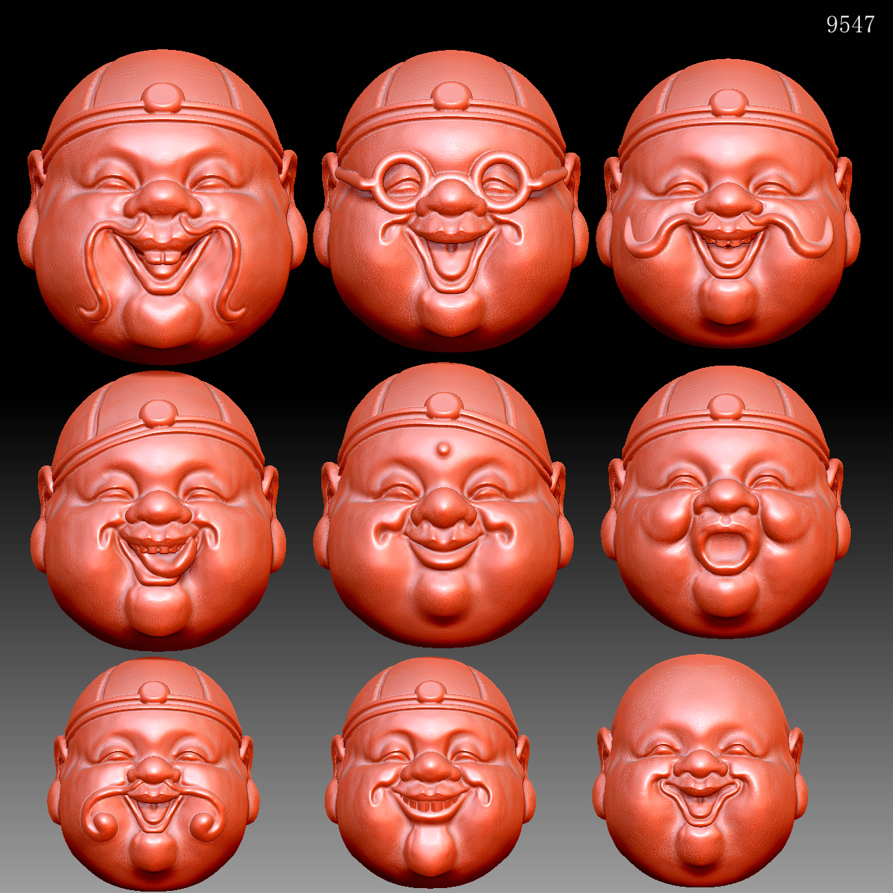 9547地主头像圆雕图雕刻机3D打印素材STL格式模型图OBJ精雕