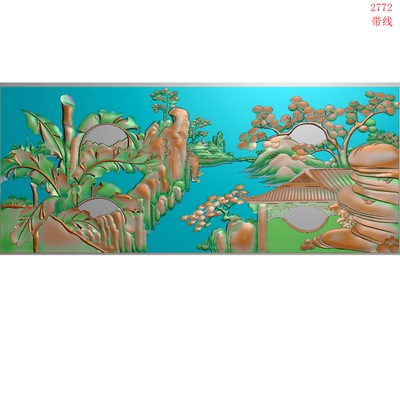 Artcam灰度图浮雕图（此图为精雕图）山水2772浮雕图