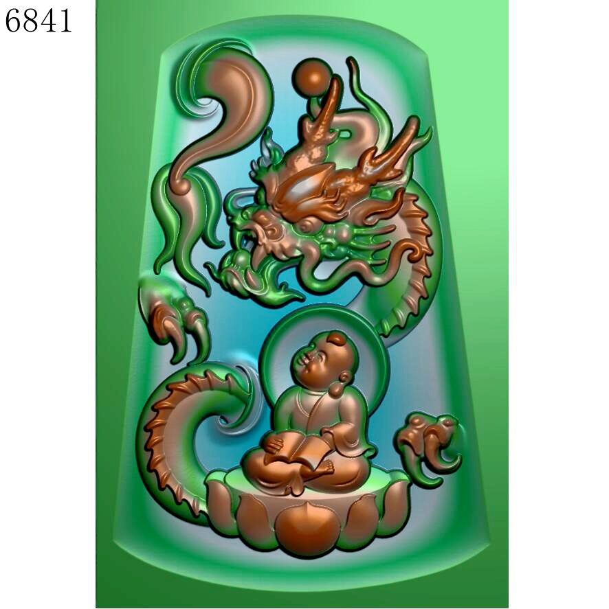 6841望子成龙雕刻北京精雕图JDP灰度图挂件BMP玉雕素材浮雕图
