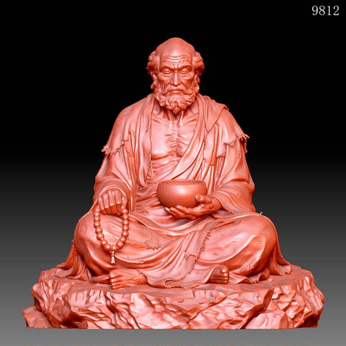 9812达摩祖师圆雕图雕刻机3D打印素材STL格式模型图OBJ精雕