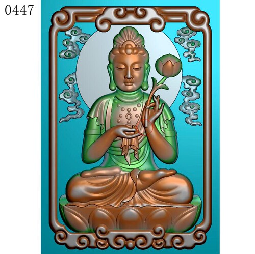 46牌大势至0447玉雕刻图北京精雕JDP灰度图BMP挂件素材浮雕图