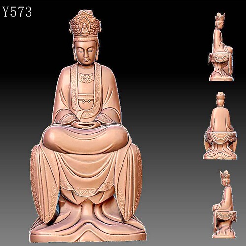 Y573普贤圆雕雕刻图三维立体精雕图圆雕图STL3D模型